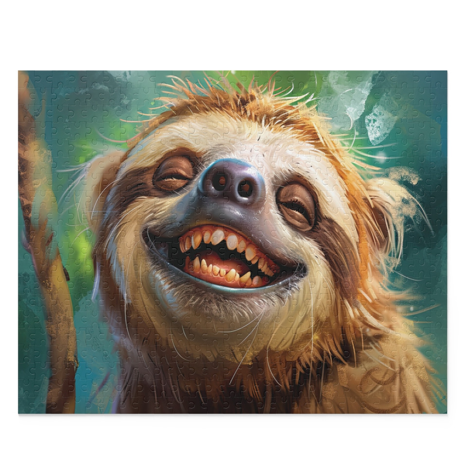 Joyful Sloth Laughter: Hyper-Detailed Miniaturecore Jigsaw Puzzle
