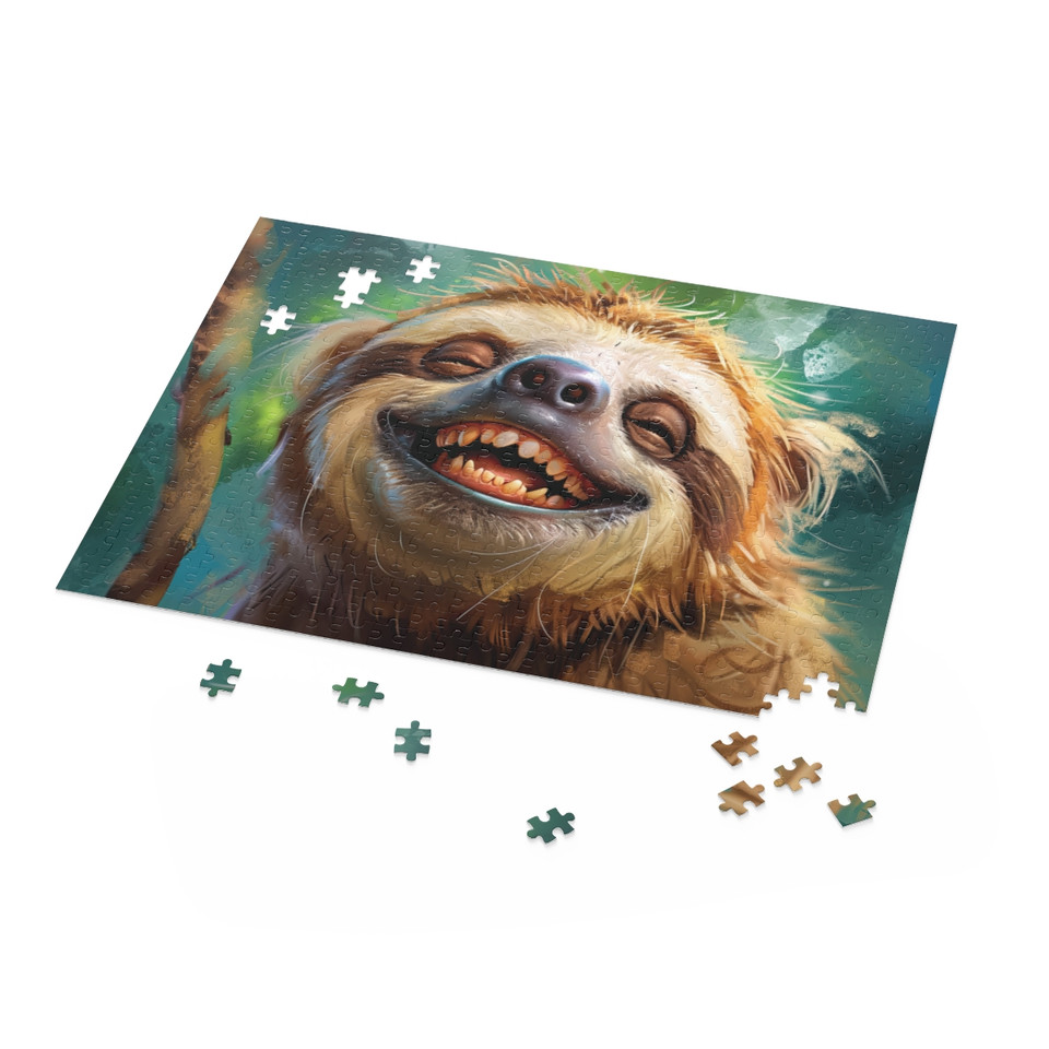Joyful Sloth Laughter: Hyper-Detailed Miniaturecore Jigsaw Puzzle