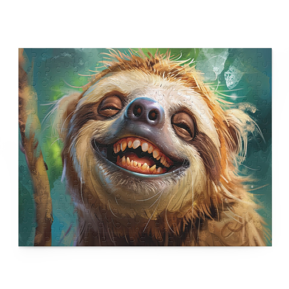 Joyful Sloth Laughter: Hyper-Detailed Miniaturecore Jigsaw Puzzle