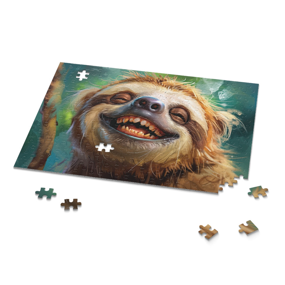 Joyful Sloth Laughter: Hyper-Detailed Miniaturecore Jigsaw Puzzle