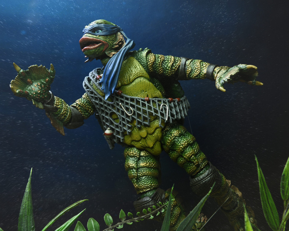 NECA Ultimate Leonardo as Creature from the Black Lagoon 7-Inch Scale Figure in the Universal Monsters x Teenage Mutant Ninja Turtles Collection