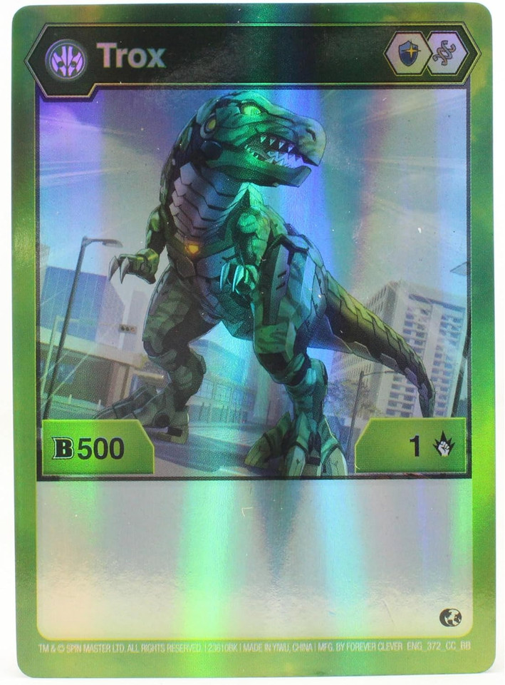 Bakugan Trox (Green) Collector Figure with 2 Trading Cards and Coin