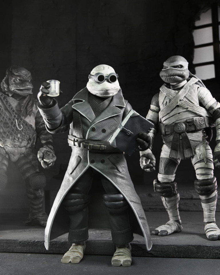 NECA Universal Monsters x Teenage Mutant Ninja Turtles Black & White Action Figure 4-Pack