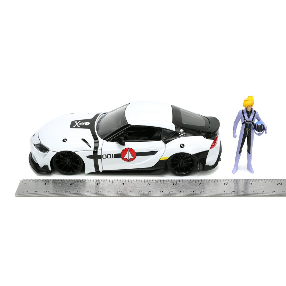 Robotech Hollywood Rides 2020 Toyota Supra 1:24 Scale Die-Cast Metal Vehicle with Roy Fokker Figure