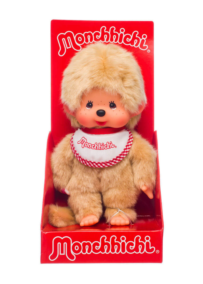 Monchhichi Beige Boy With Bib - Red/White