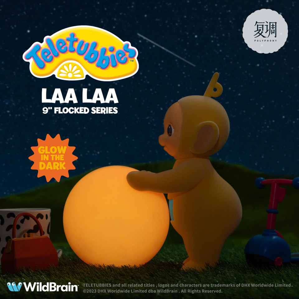 Polyphony Teletubbies Laa-Laa 9-Inch Flocked Vinyl Figure with Glow-in-the-Dark Ball
