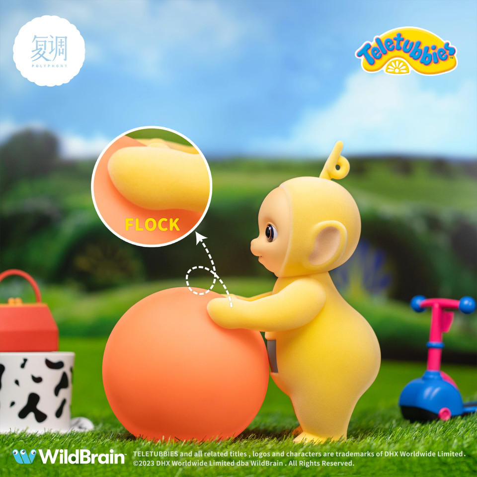 Polyphony Teletubbies Laa-Laa 9-Inch Flocked Vinyl Figure with Glow-in-the-Dark Ball