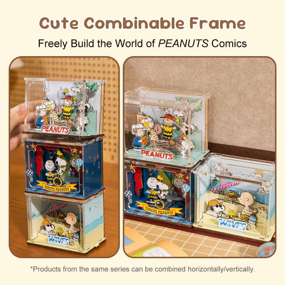 Puremind Peanuts Snoopy Mini Scene Baseball Time Wooden Puzzle