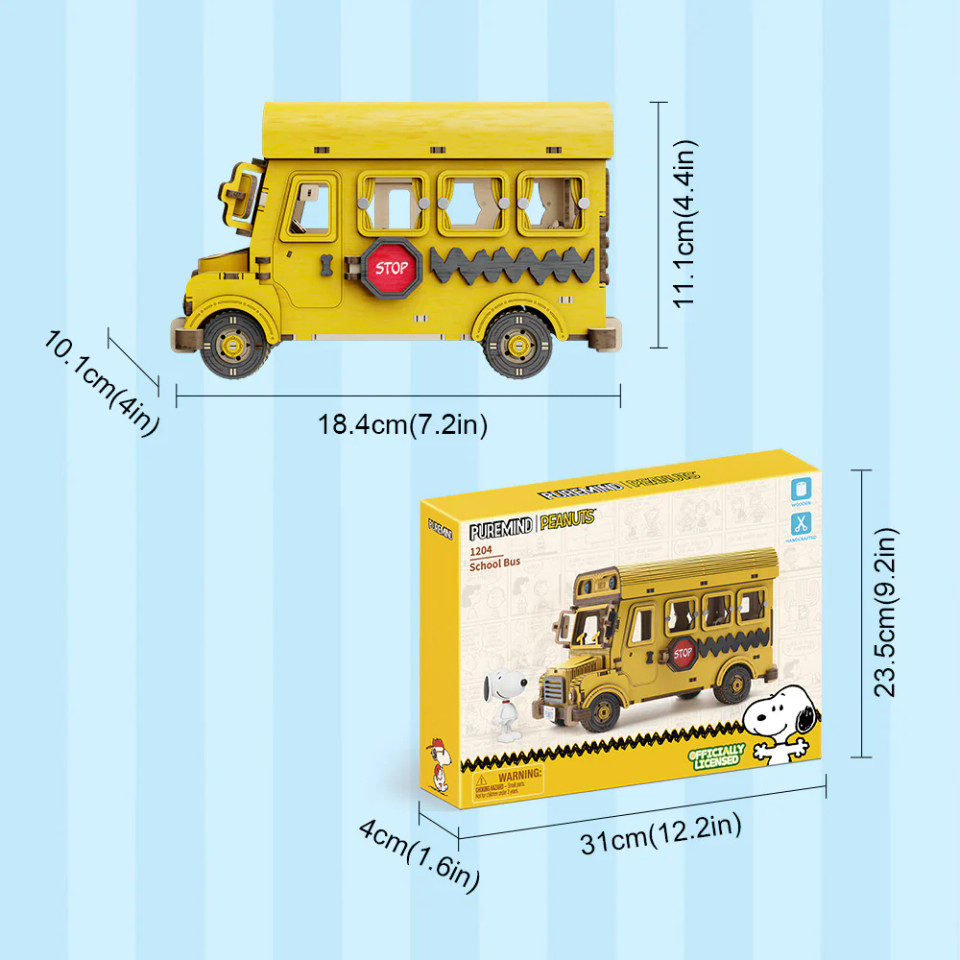 Puremind Peanuts Snoopy School Bus