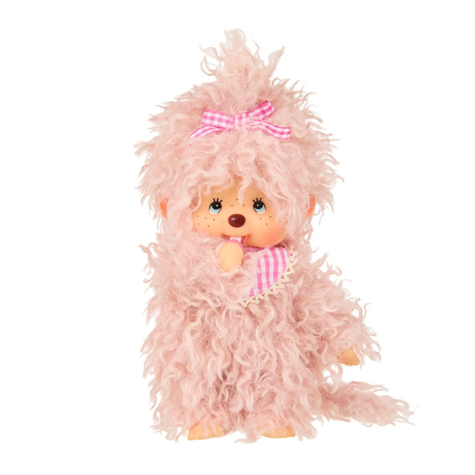 Monchhichi Girl Fluffy Pink Beige Plush Doll