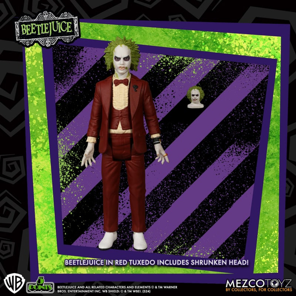 Mezco Toyz Beetlejuice 5 Points Action Figure Set of 2