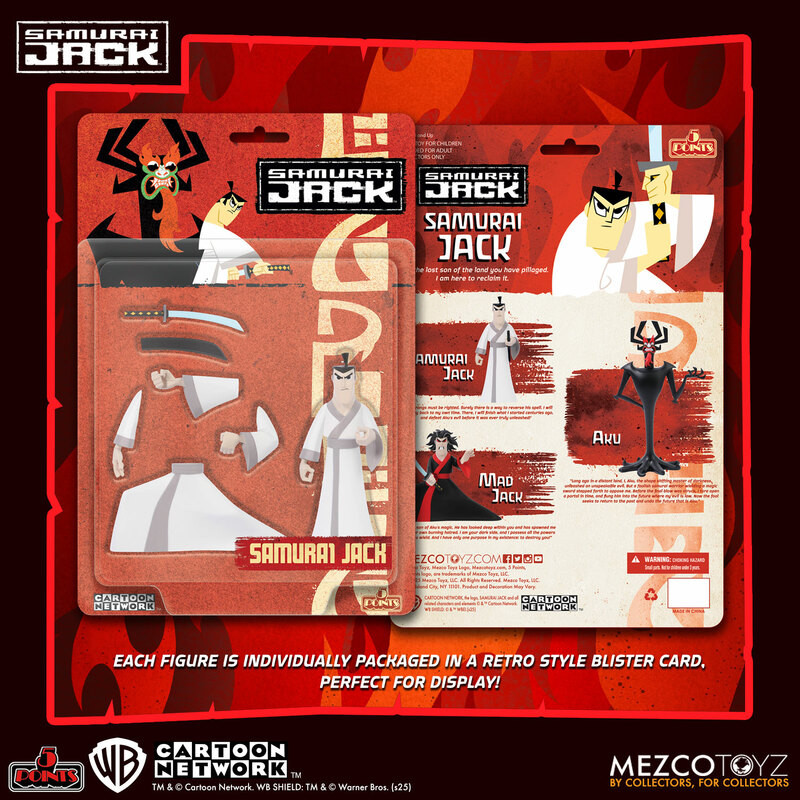 Mezco Toyz 5 Points Samurai Jack Deluxe Action Figure Set of 3