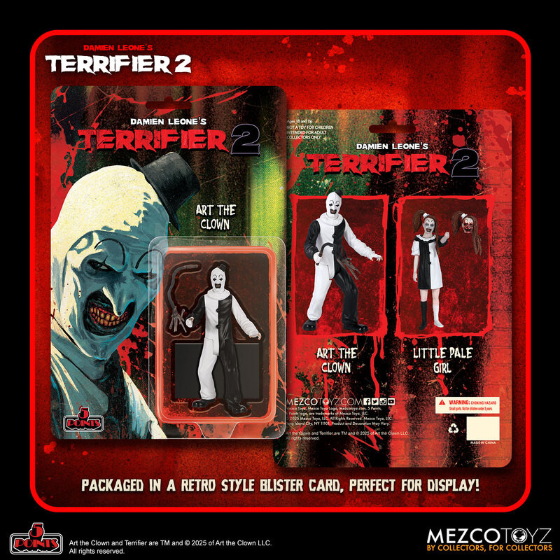 [PRE-ORDER] Mezco Toyz Terrifier 2 5 Points Art the Clown & Little Pale Girl Action Figure Set of 2