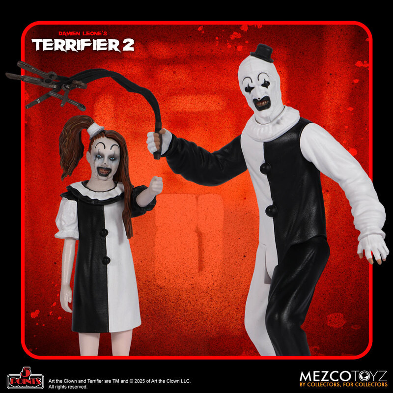 [PRE-ORDER] Mezco Toyz Terrifier 2 5 Points Art the Clown & Little Pale Girl Action Figure Set of 2
