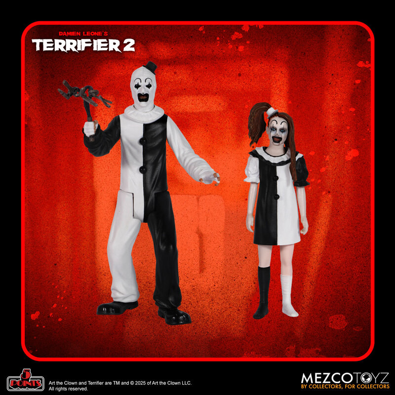 [PRE-ORDER] Mezco Toyz Terrifier 2 5 Points Art the Clown & Little Pale Girl Action Figure Set of 2
