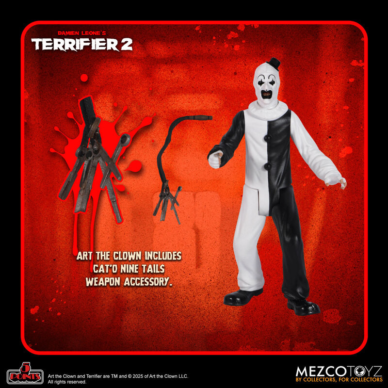 [PRE-ORDER] Mezco Toyz Terrifier 2 5 Points Art the Clown & Little Pale Girl Action Figure Set of 2