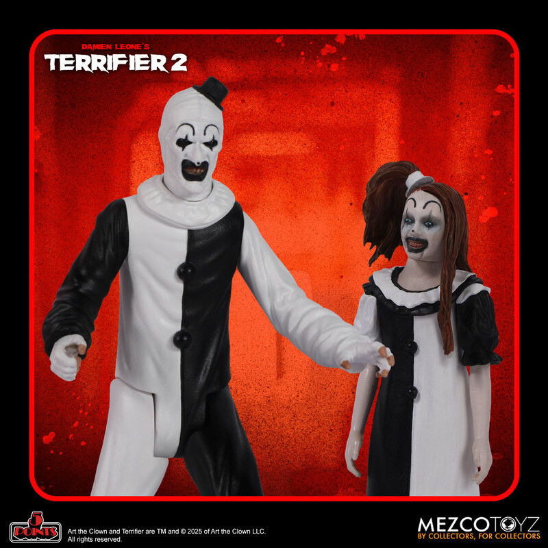 [PRE-ORDER] Mezco Toyz Terrifier 2 5 Points Art the Clown & Little Pale Girl Action Figure Set of 2