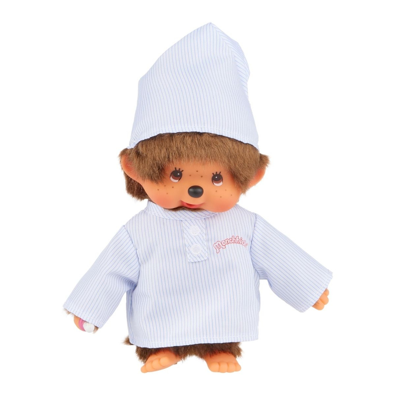 Monchhichi Long Striped Pajama Boy with Cap Plush | Cozy Collectible