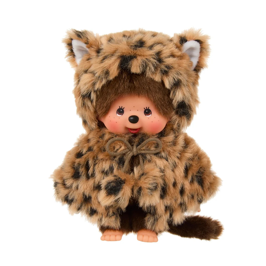Monchhichi ヒョウ柄フード人形 Monchhichi Girl Leopard Hood Plush Doll by Sekiguchi Japan
