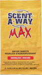 Hs Dryer Sheets Scent-a-way - Max Odorless 6.5"x9" 15pk