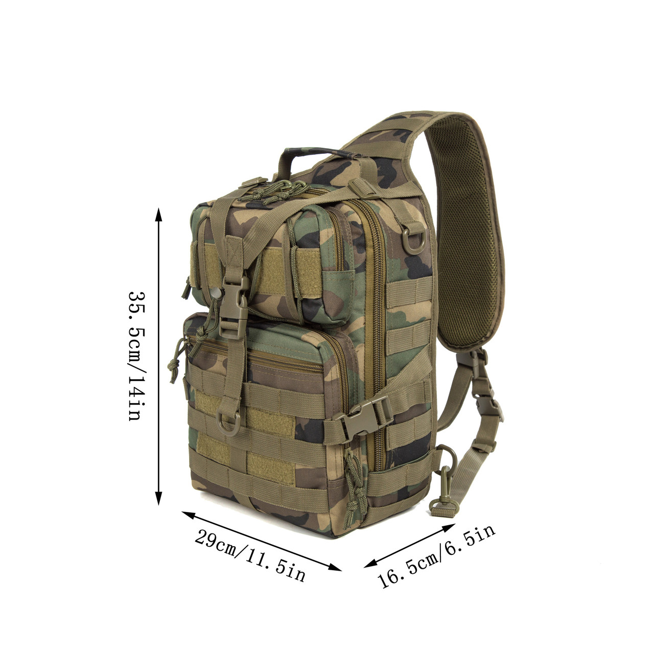 Tactical EDC Sling Bag Pack, Military Rover Shoulder Molle Backpack, with  USA Flag Patch - Firelite Tactical
