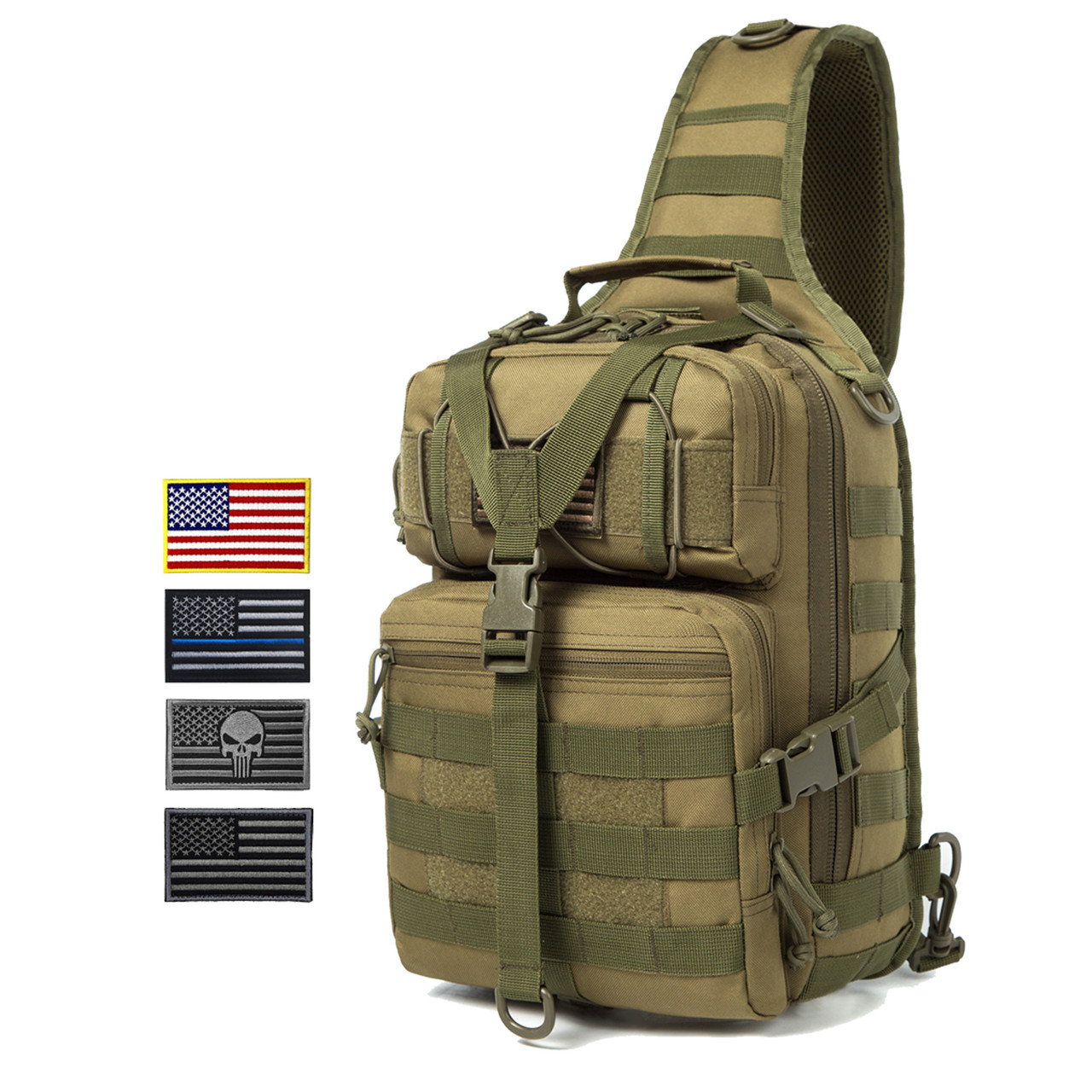 Tactical EDC Sling Bag Pack, Military Rover Shoulder Molle Backpack, with  USA Flag Patch - Firelite Tactical