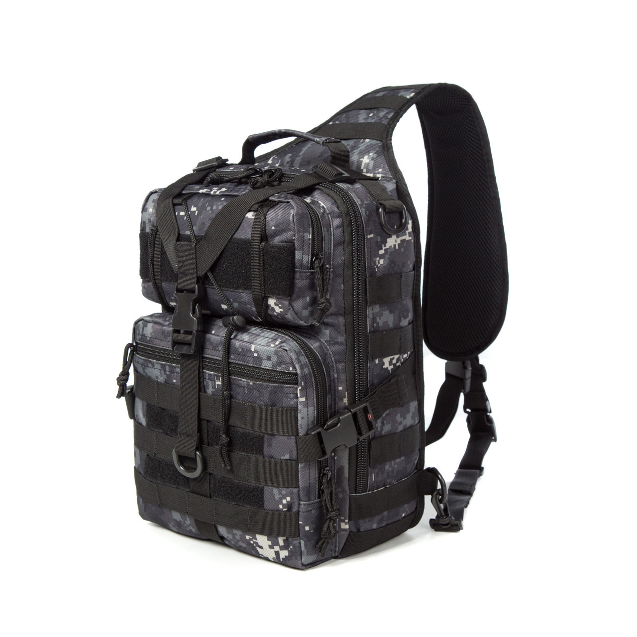 TORCH Sling Bag Single Shoulder Backpack Urban Outdoor Sports Military  Style MOLLE Water Resistant Daypack EDC Gear Black 10L