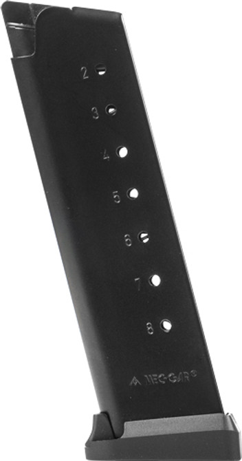 Mec-gar Magazine 1911 Govt. - 45acp 8rd Afc W/comp Plt Blk