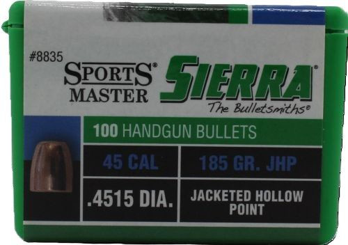 Sierra Bullets .45 Cal .4515 - 185gr Jhp 100ct