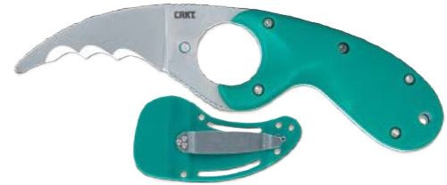 Crkt Bear Claw 2.39" Green W/ - Veff Serrations Belt Clip