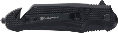 S&w Knife Extreme Ops 3.5" - Folder W/strap Cutter Black