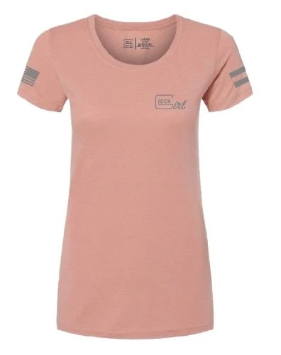 Glock Ladies "glock Girl Flag - Tee" Short Sleeve Lg Pink