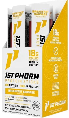 1st Phorm Protein Beef Sticks - Breakfast Sausage 15 Sticks