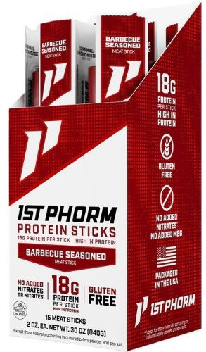 1st Phorm Protein Beef Sticks - Barbecue Seasoned 15 Sticks