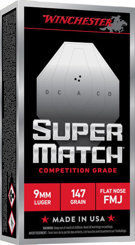 Winchester Super Match 9mm - 147gr Flat Nose 50rd 10bx/cs