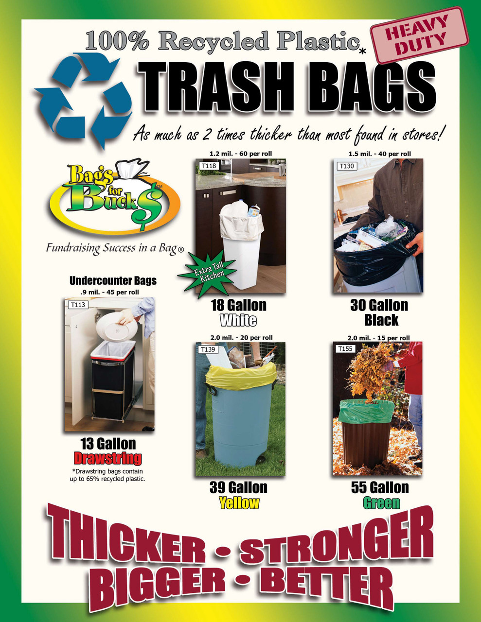 Trash Bags - Bathroom, Lawn, Kitchen - Sudz Fundraising Team Orders