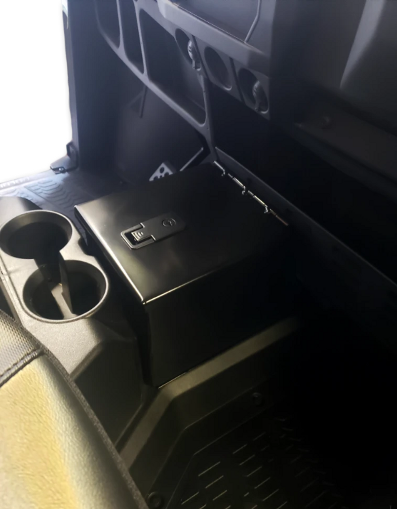 Weatherproof Lockable Center Console Storage Box Black Powder Coat