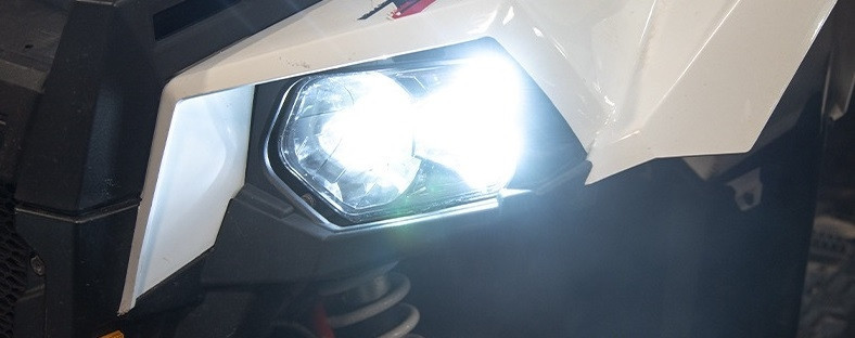 Polaris Ranger Black LED Headlights w/ Adapter Harnesses - Quad Logic