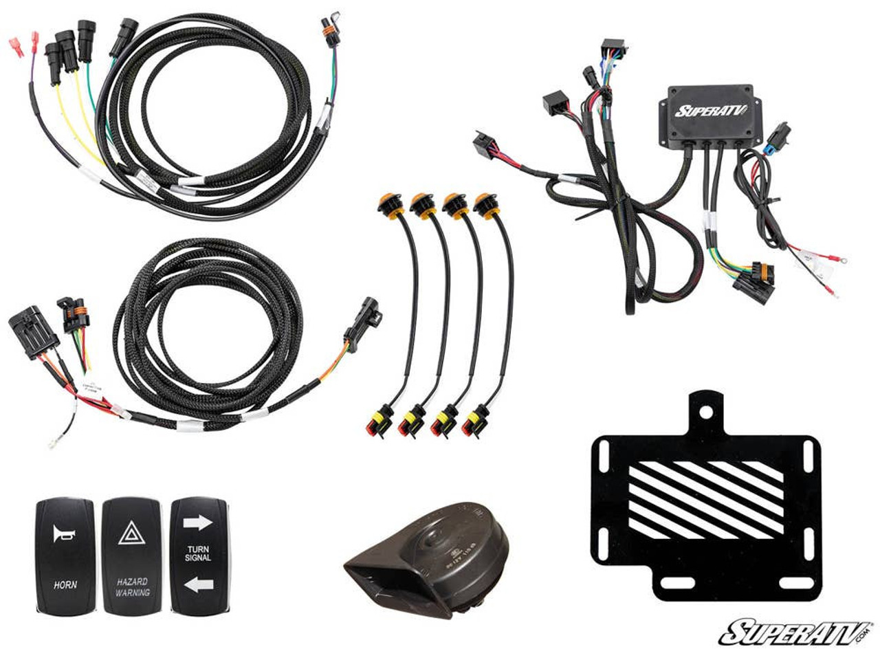 Plug and Play For Easy Installation! SuperATV Turn Signal Kit for Polaris Ranger XP 900 Crew With Steering Column Switch and Attached Horn 2014+