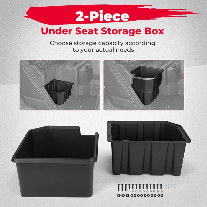 Under Seat Storage Box For Polaris Ranger XP 1000 / Crew – 2018-2025 Black