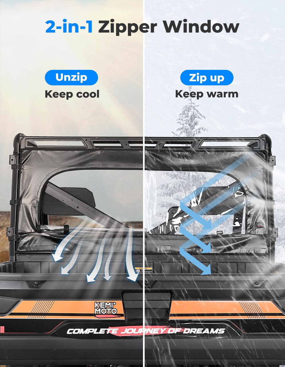 Polaris Ranger XP 900/ 1000/ XP 1000 Soft Roll Up/Down Zippered