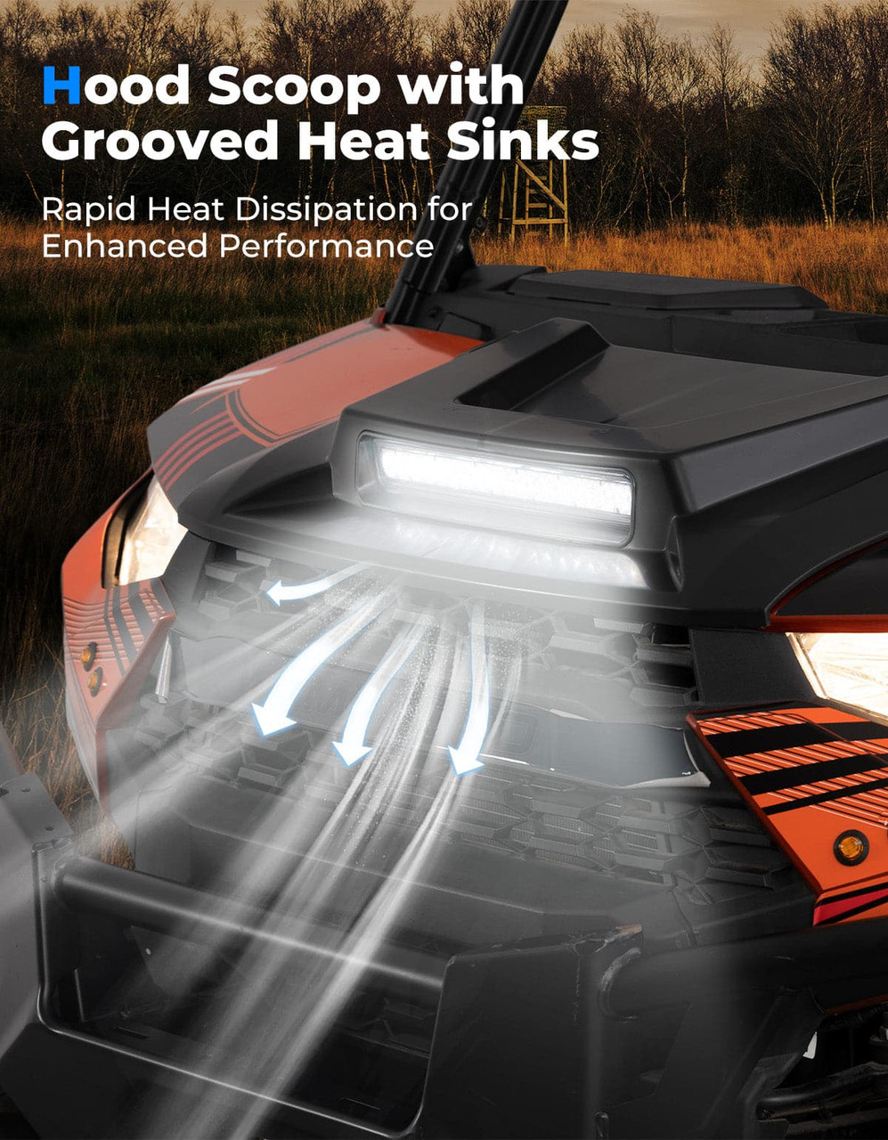 Polaris Ranger XP 1000 Hood Scoop with LED Spot Light by Kemimoto