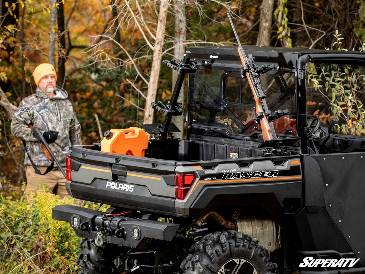Hunting Rack For Polaris Ranger Polaris Ranger In-Bed Gun Rack by SuperATV - GM-P-RAN1K-00-EPR