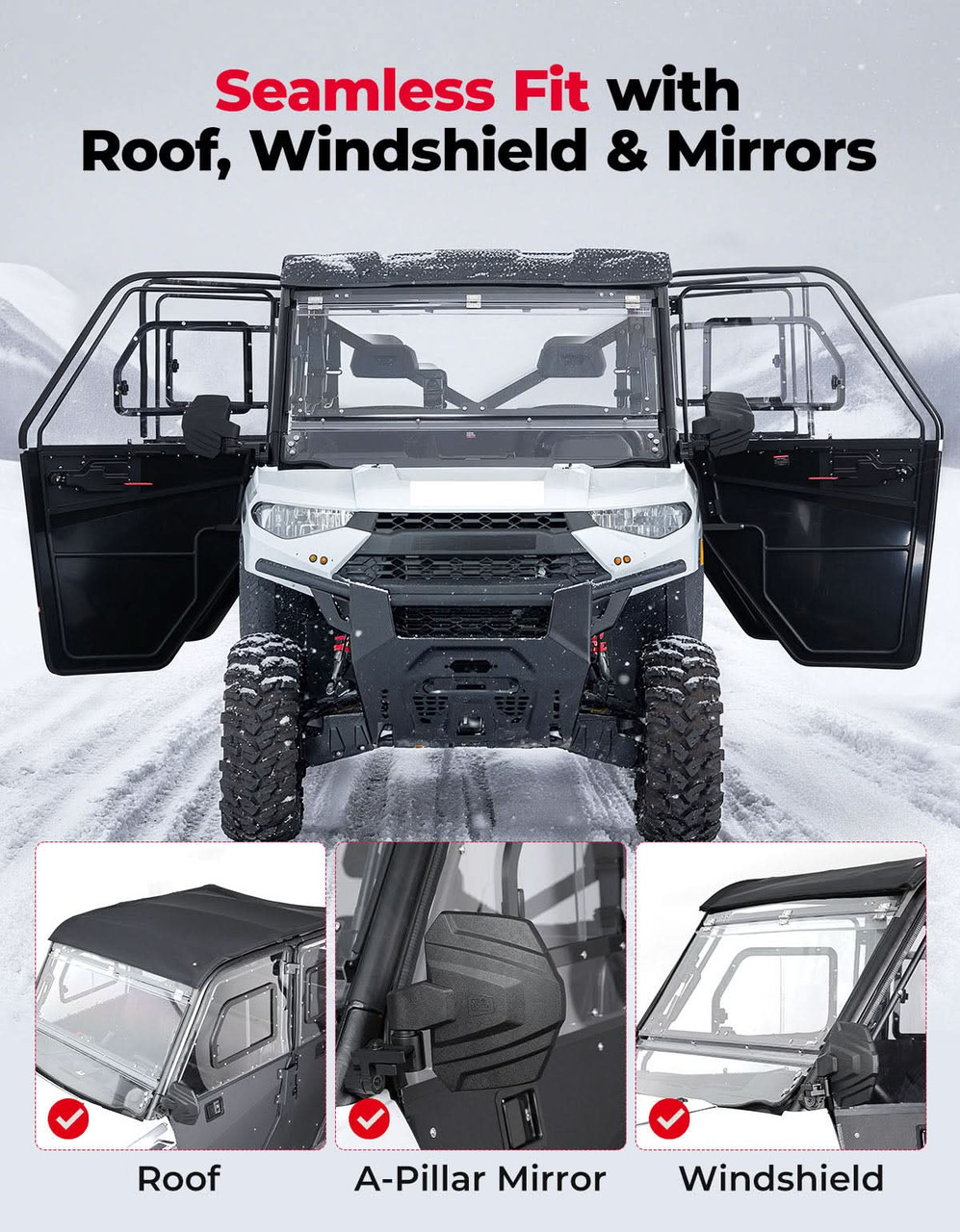 Polaris Ranger Crew XP 1000 2-in-1 Convertible Doors with Vented