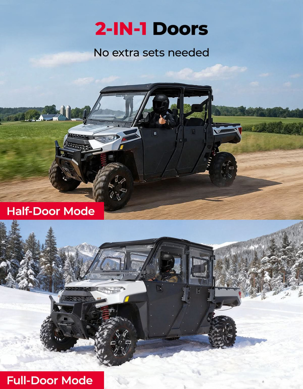 Polaris Ranger Crew XP 1000 2-in-1 Convertible Doors with Vented