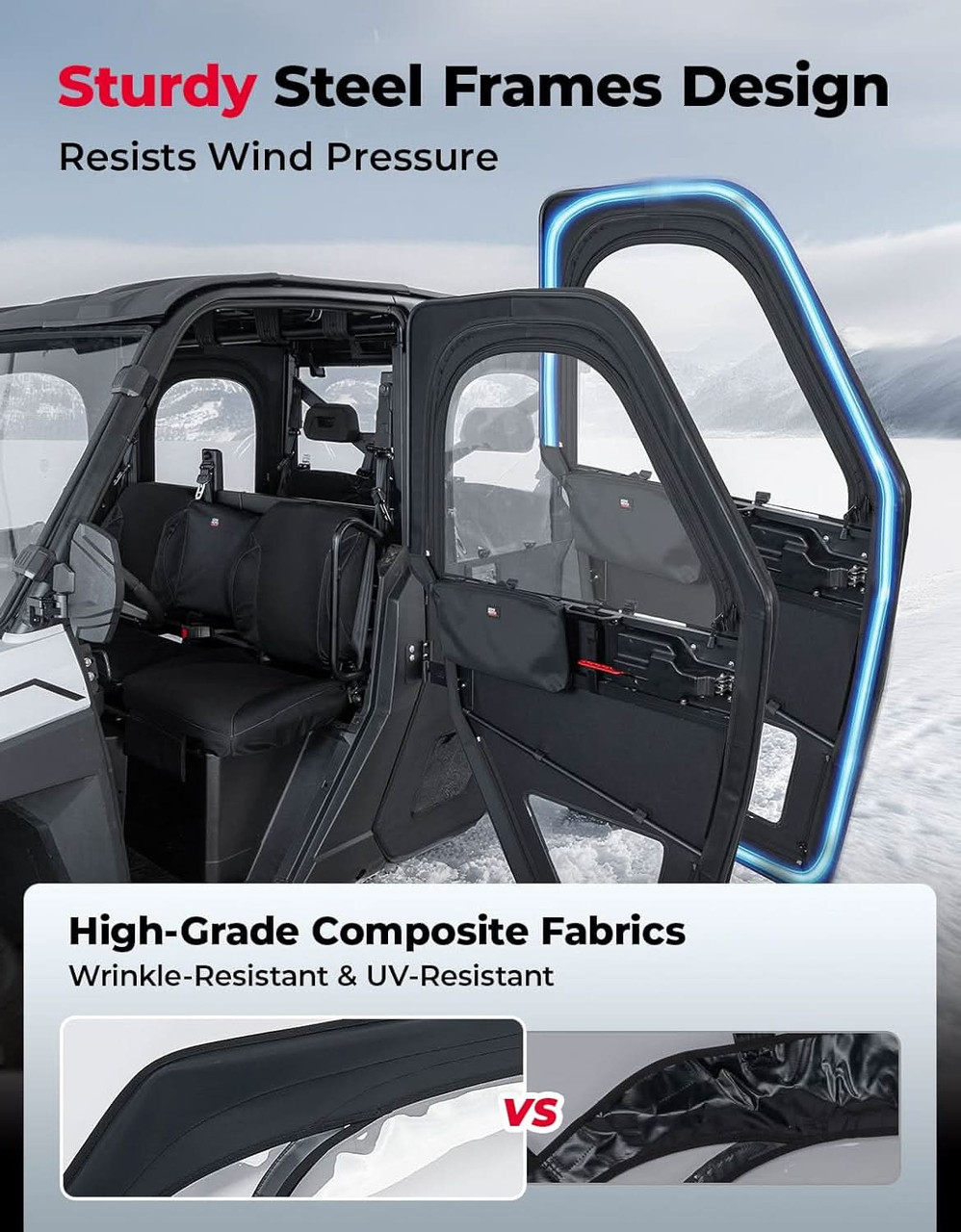 Polaris Ranger CREW XP 1000 Doors With Steel Frame by Kemimoto