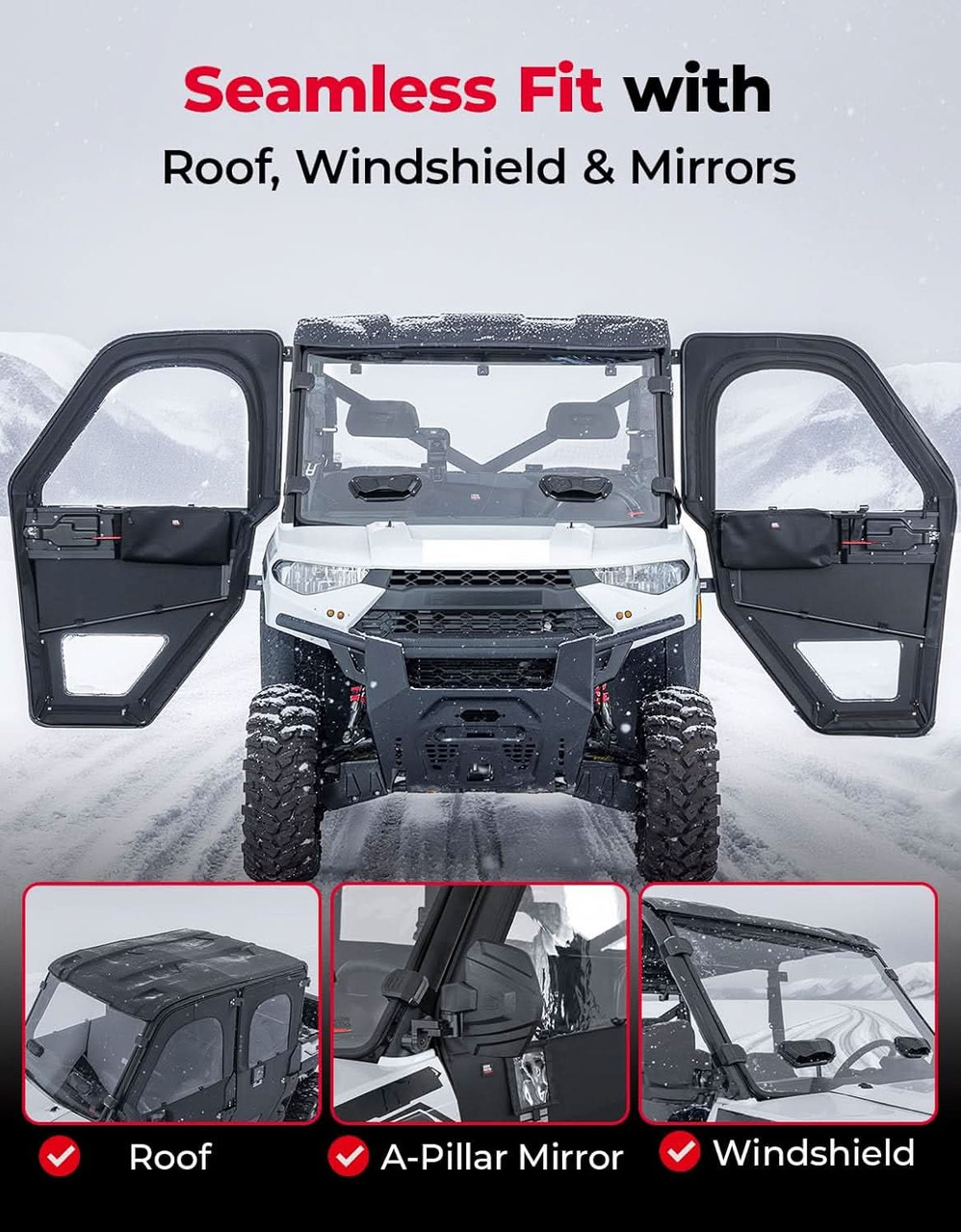 Polaris Ranger CREW XP 1000 Doors With Steel Frame by Kemimoto