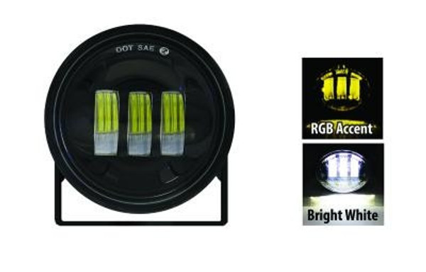Polaris Ranger 4 Inch 30w Black Spot Round Pod With Adjustable Angle And RGB Accent by Quake LED