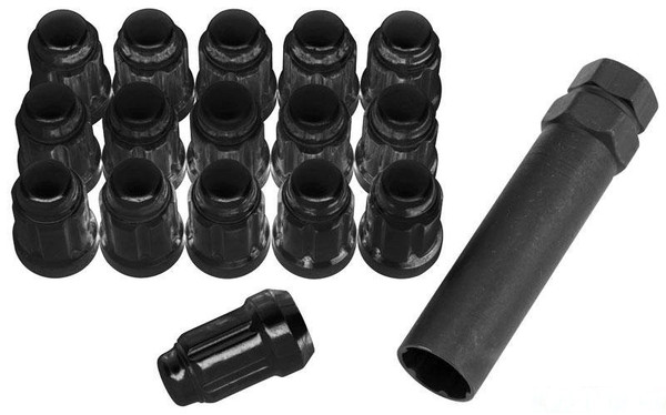 Polaris Ranger 12mm x 1.5,  Black, Set of 16 Spline Lug Nuts by QuadBoss