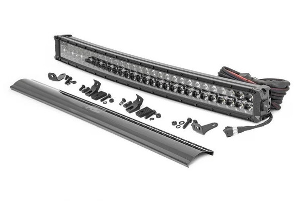 Polaris Ranger 30-inch Curved Cree LED Light Bar - (Dual Row | Black Series w/ Cool White DRL) by Rough Country